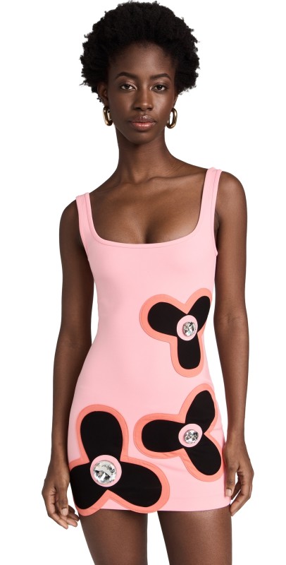 Area Colorblock Flower Tank Dress Multi Pink