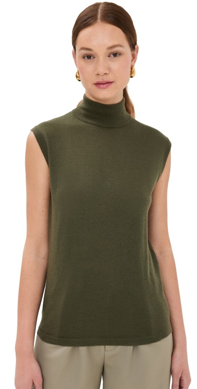 LISA YANG Lucy Cashmere Vest Dark Moss
