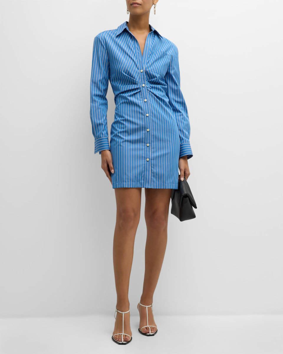 Odette Striped Cotton Mini Shirtdress
