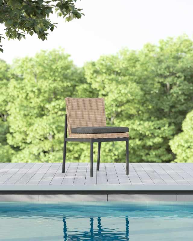 Terra Armless Dining Chair With Slate Cushion, Set of 2