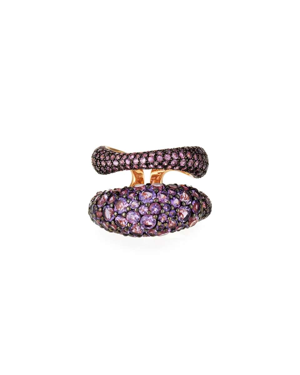 18k Rose Gold Sapphire & Amethyst Ring, Size 6.5