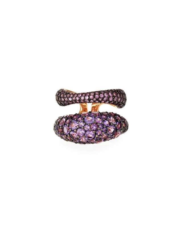 18k Rose Gold Sapphire & Amethyst Ring, Size 6.5