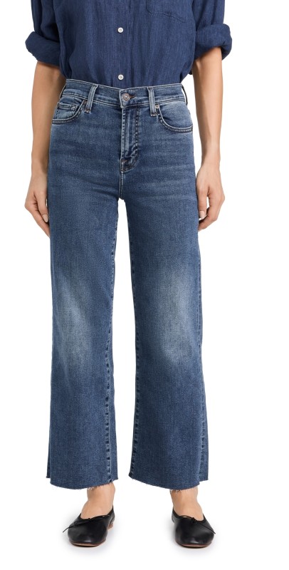 7 For All Mankind Cropped Alexa Jeans with Raw Cut Hem Clara