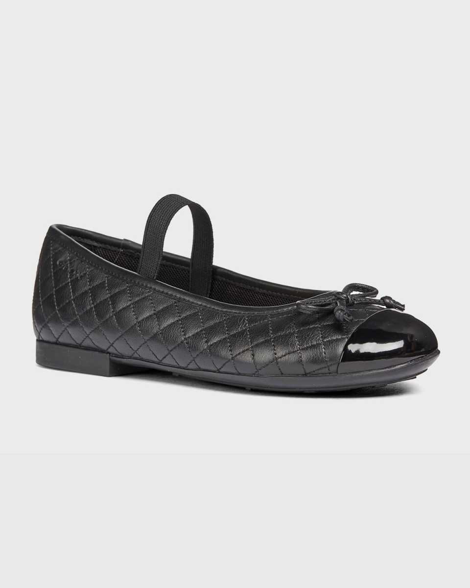 Girl's Plie Quilted Patent Cap-Toe Ballerina Flats, Toddler/Kids