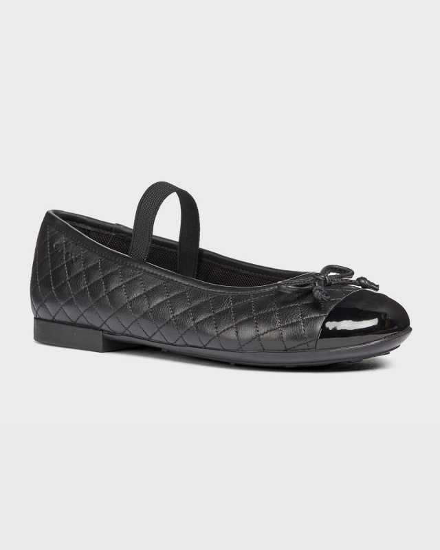 Girl's Plie Quilted Patent Cap-Toe Ballerina Flats, Toddler/Kids