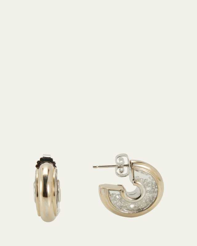 18k White Gold Letra 15 Kaleidoscope Shaker Huggie Hoop Earrings