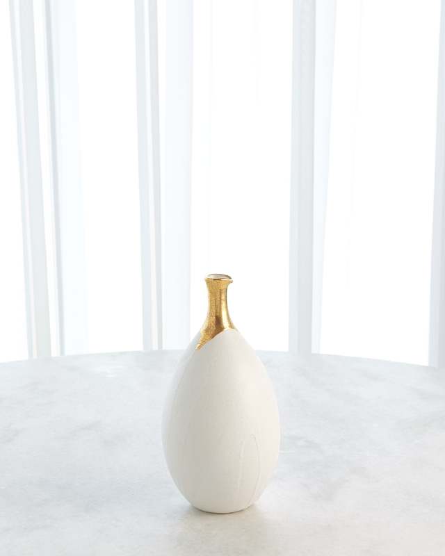 Small Golden Dipped Crackled Ceramic Vase