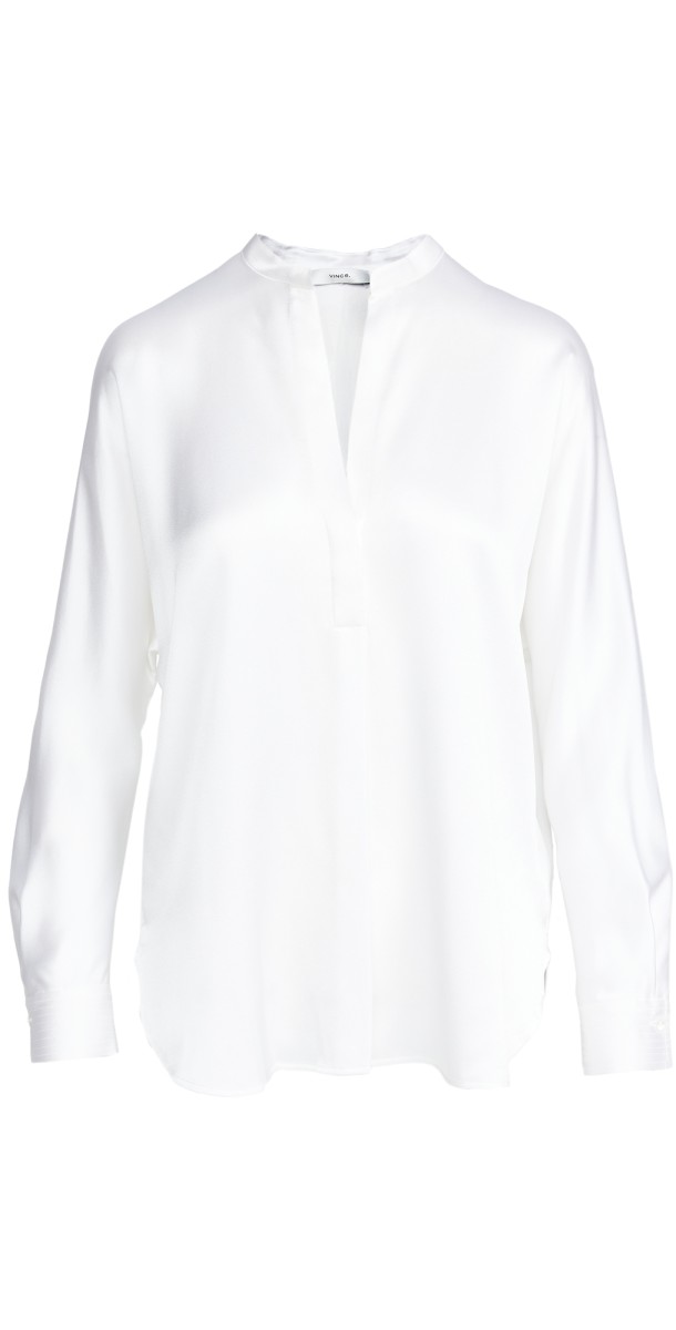 Vince Band Collar Blouse Optic White