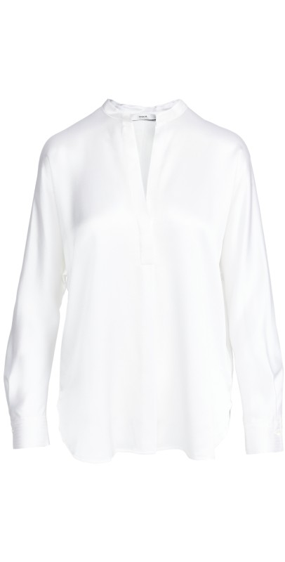 Vince Band Collar Blouse Optic White