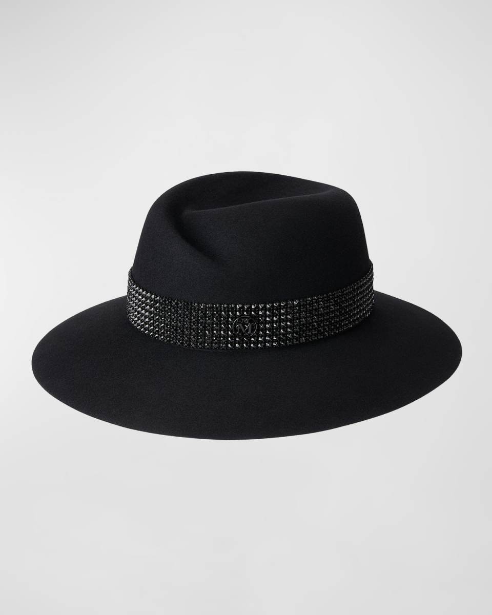 Virginie Large-Brim Strass Felt Hat
