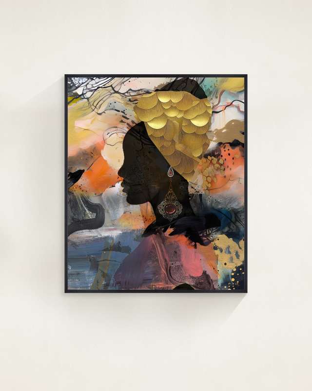 "Golden Goddess" Framed Giclee by Nikki Chu, 38" x 45"