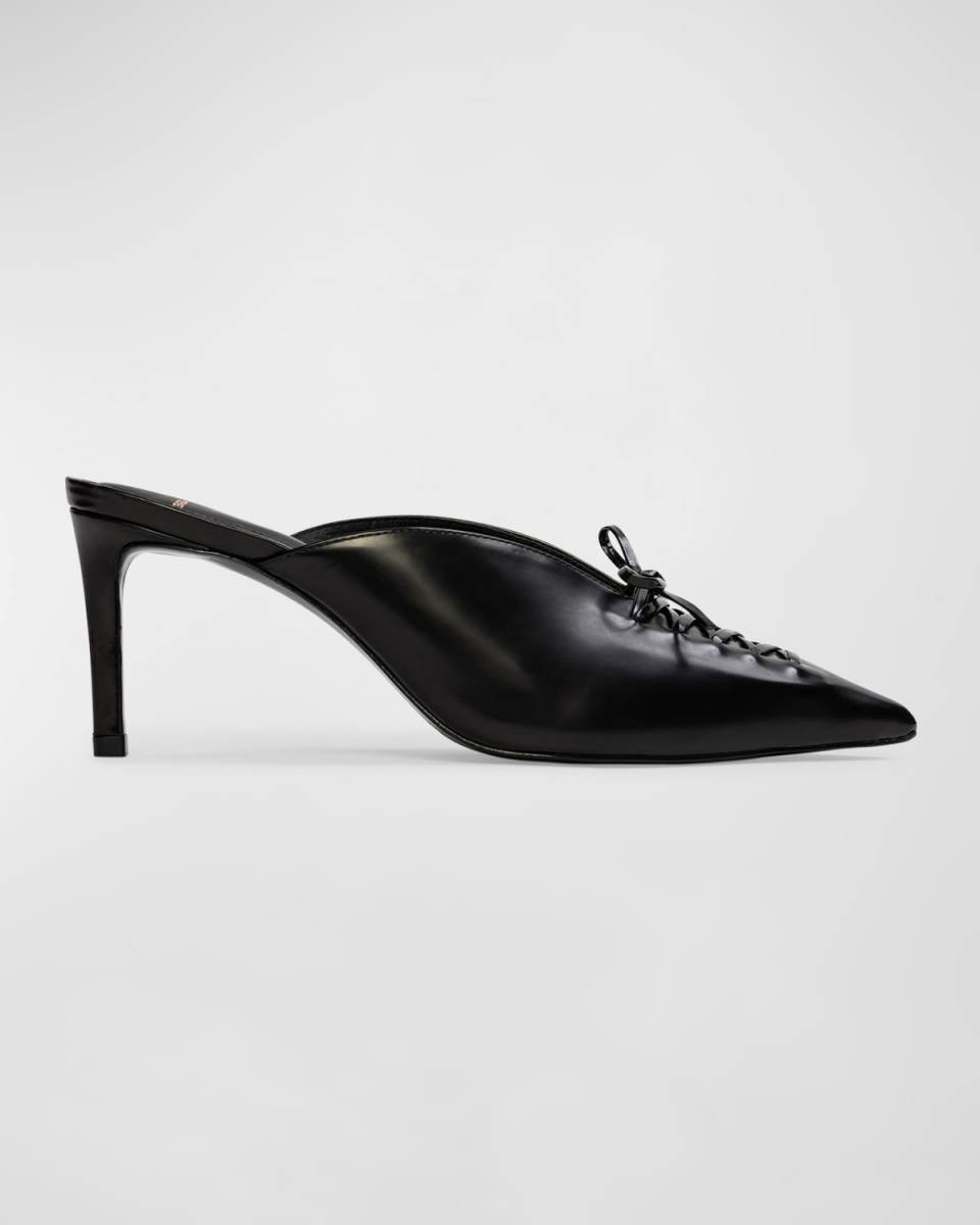 Hailey Leather Lace-Up Mule Pumps