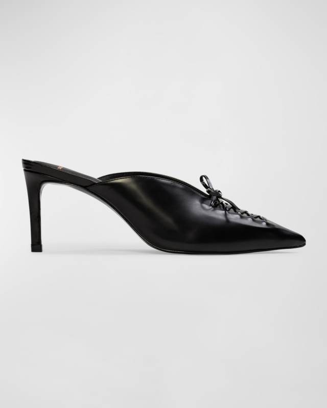 Hailey Leather Lace-Up Mule Pumps