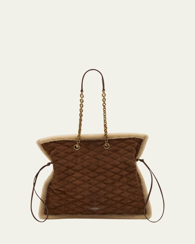 Le Pochon Tote Bag in Suede and Shearling