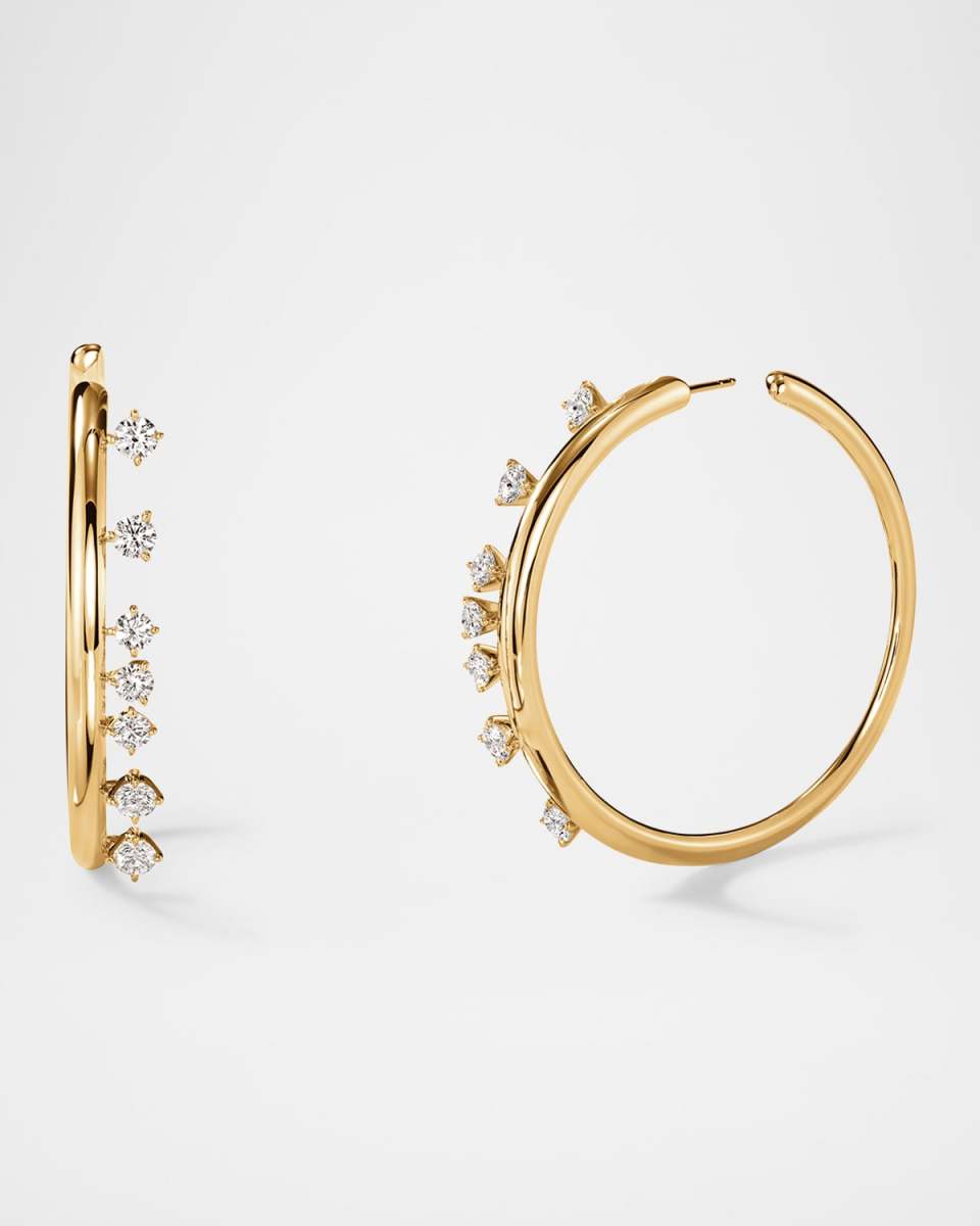 Barre Medium Floating Diamond Hoops