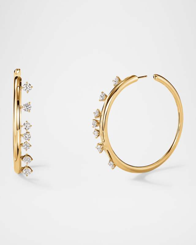 Barre Medium Floating Diamond Hoops