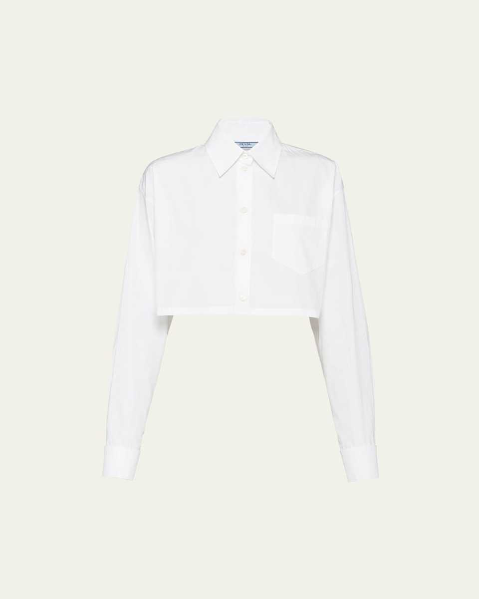 Poplin Cropped Blouse with Enameled Cufflinks