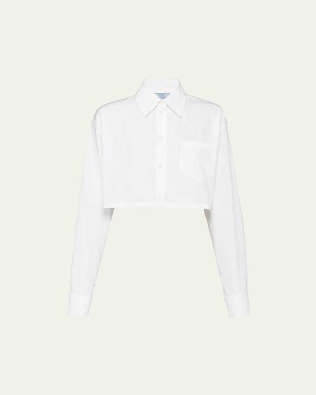 Poplin Cropped Blouse with Enameled Cufflinks