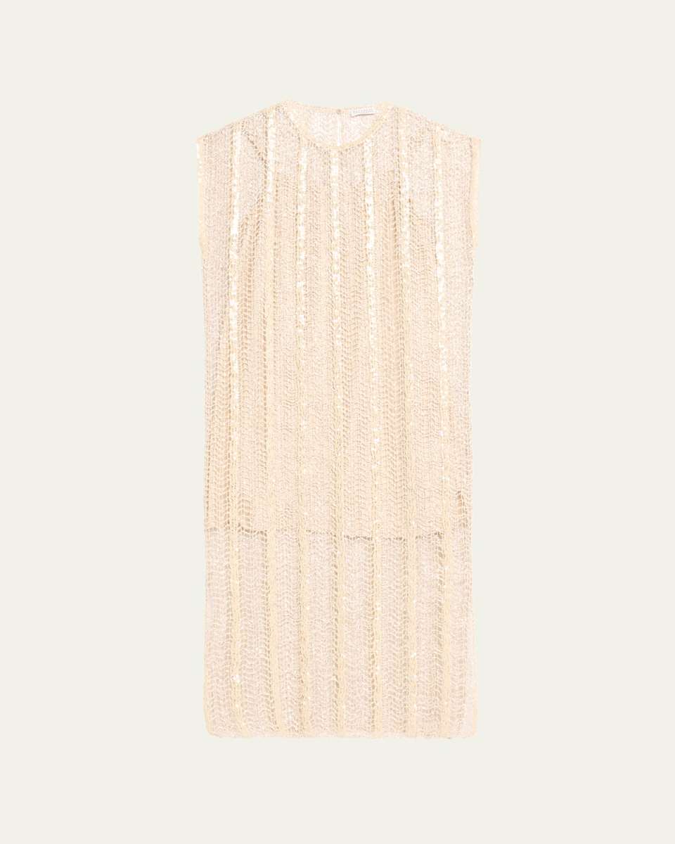 Sequined Raffia Net Midi Dress