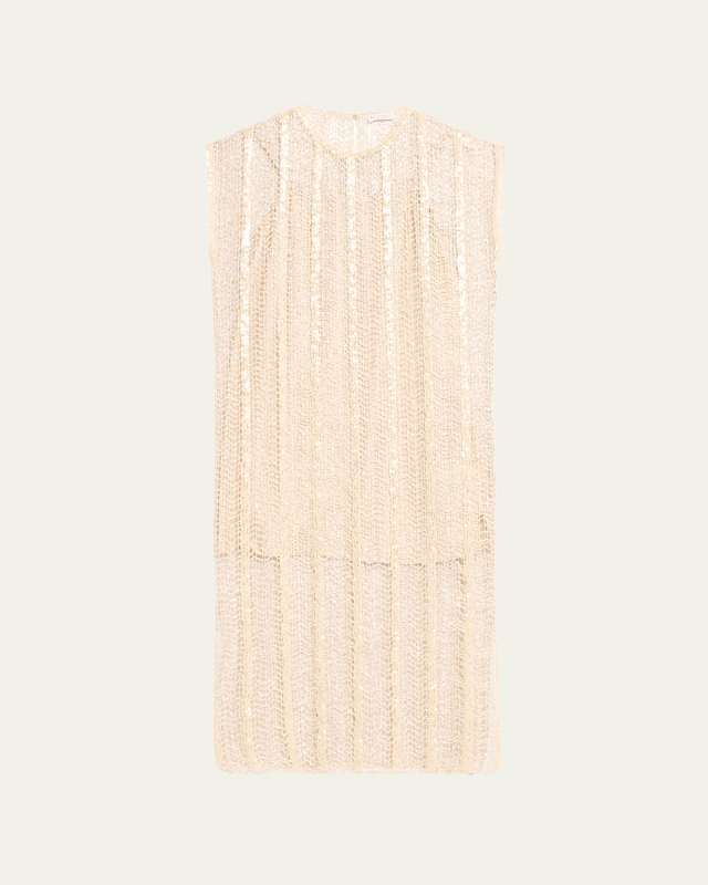 Sequined Raffia Net Midi Dress