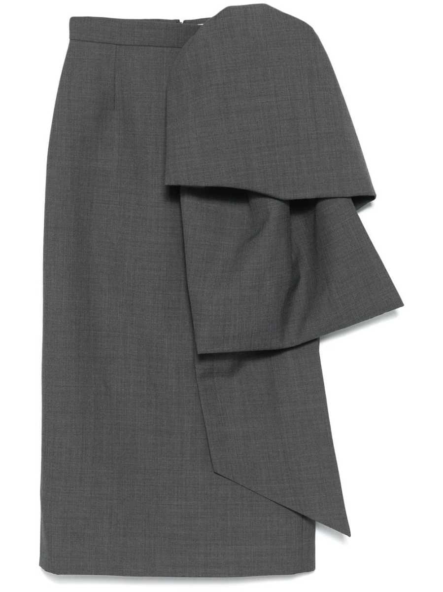 bow-detailed midi skirt