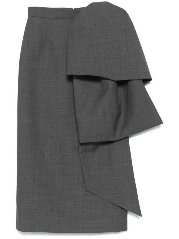 bow-detailed midi skirt