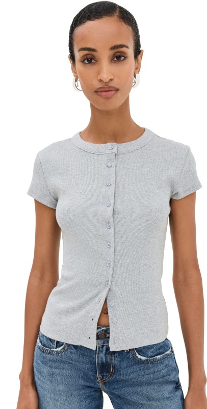 Reformation Raelynn Knit Top Heather Grey