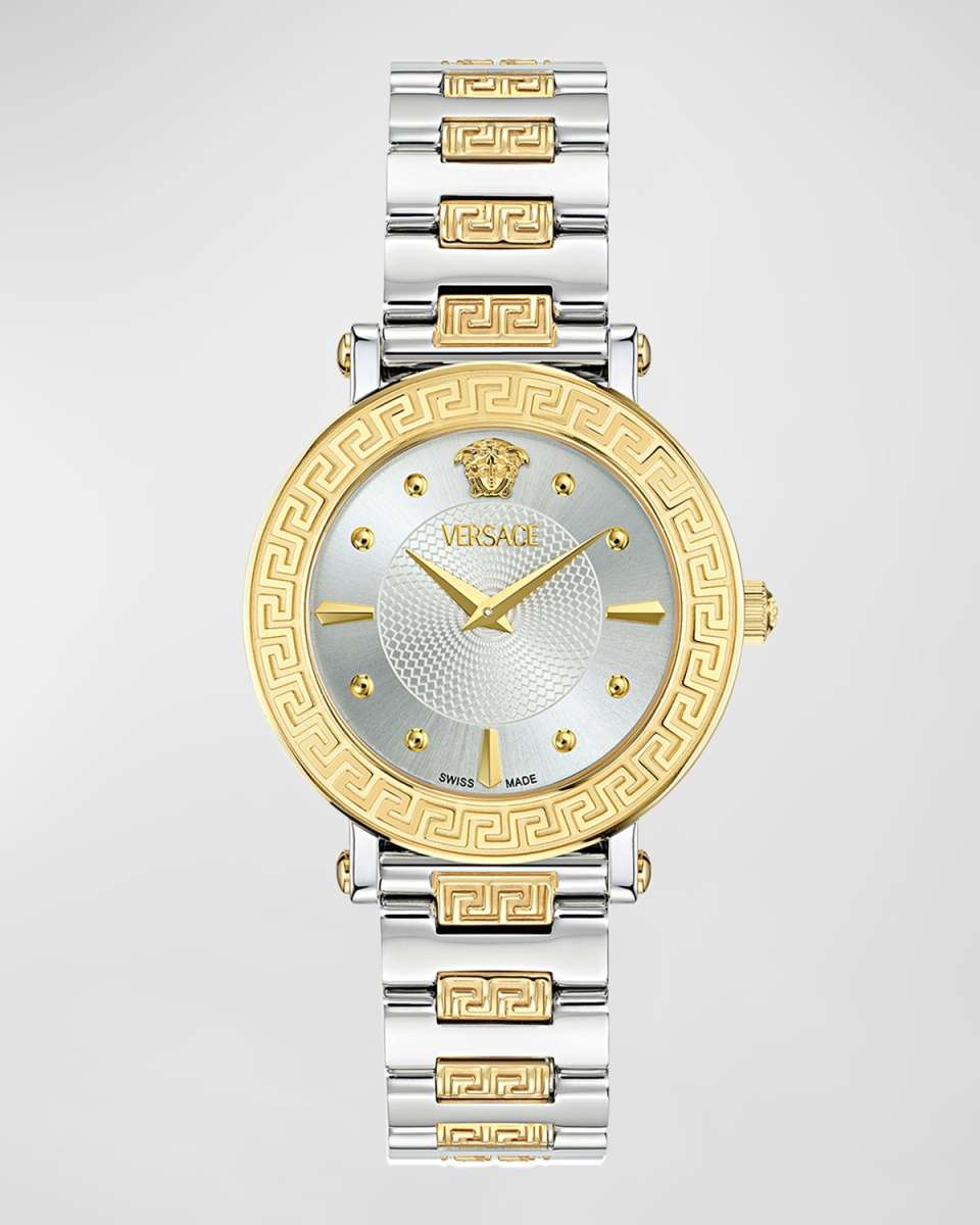 35mm Greca Sphere Watch with Bracelet Strap, Steel/Gold