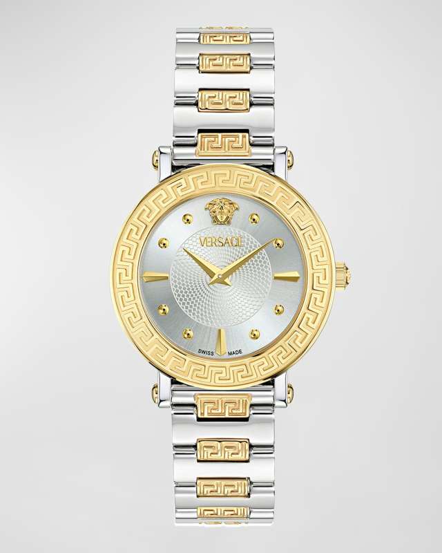 35mm Greca Sphere Watch with Bracelet Strap, Steel/Gold