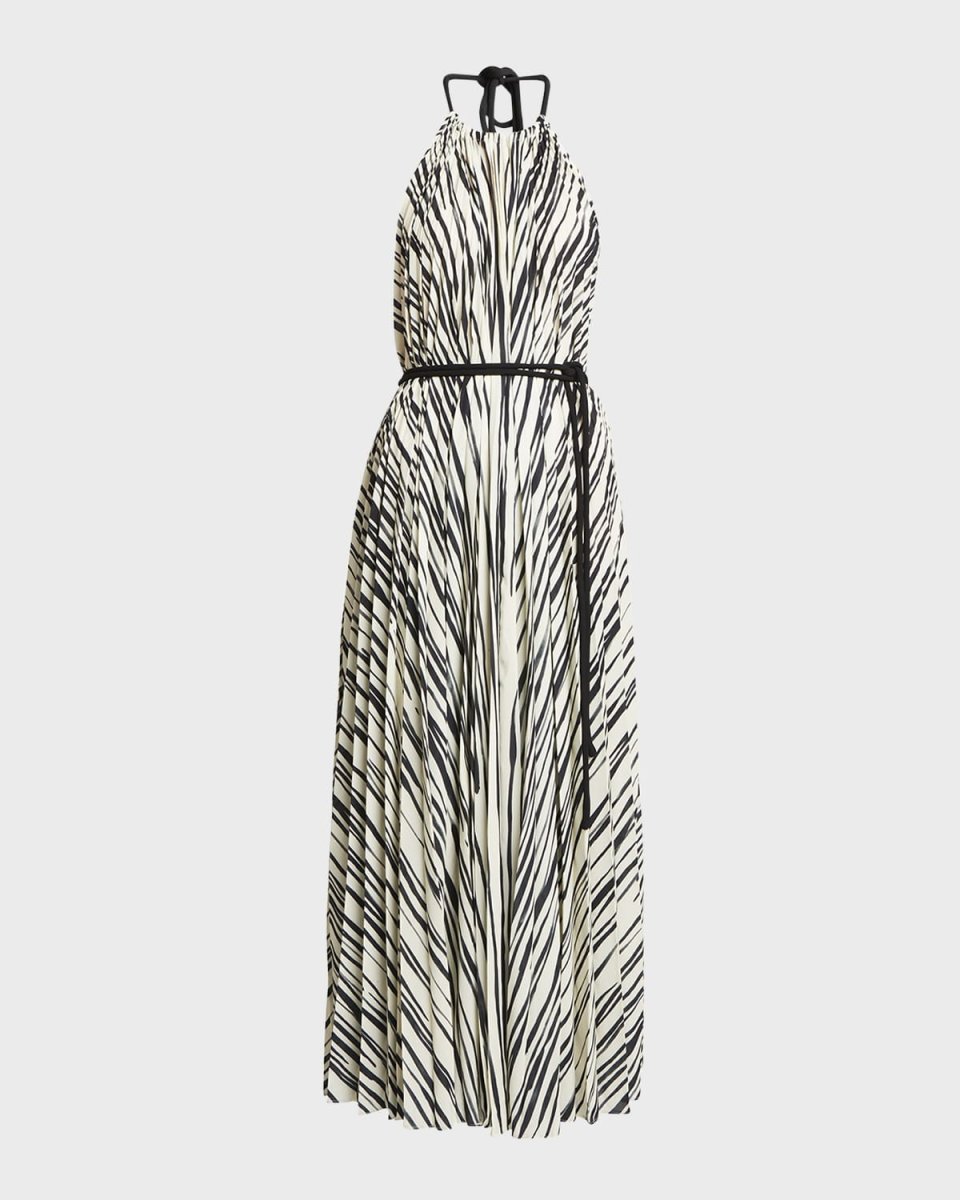 Frida Striped Belted Halter Maxi Dress