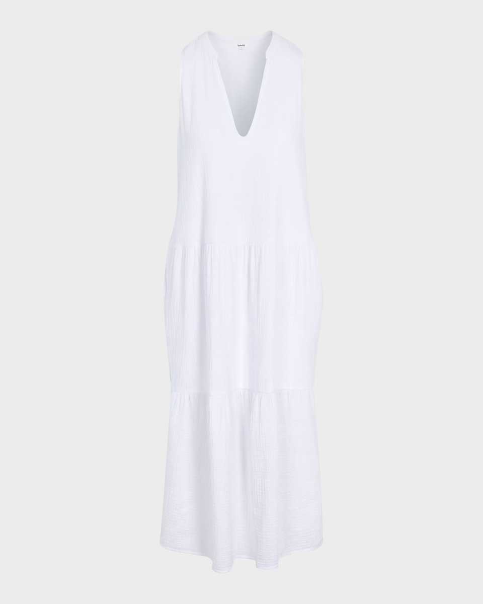 Sumner Cotton Gauze Sleeveless Midi Dress with Pockets