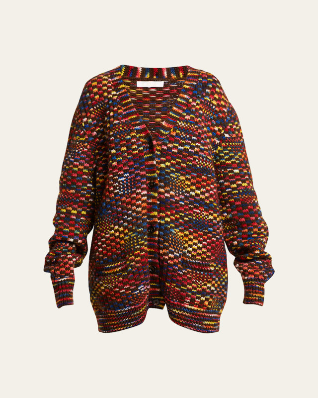 Checker Jacquard Knit Cardigan