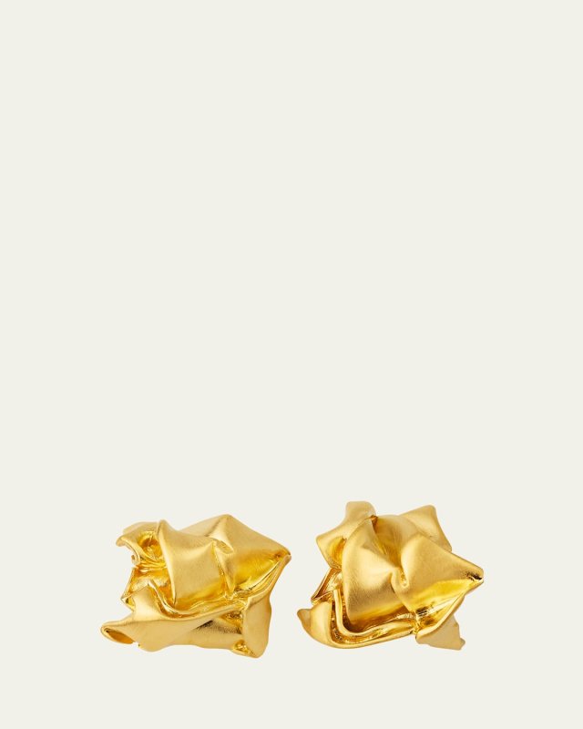 Gold Plated Recycled Sterling Silver Crunched Stud Earrings