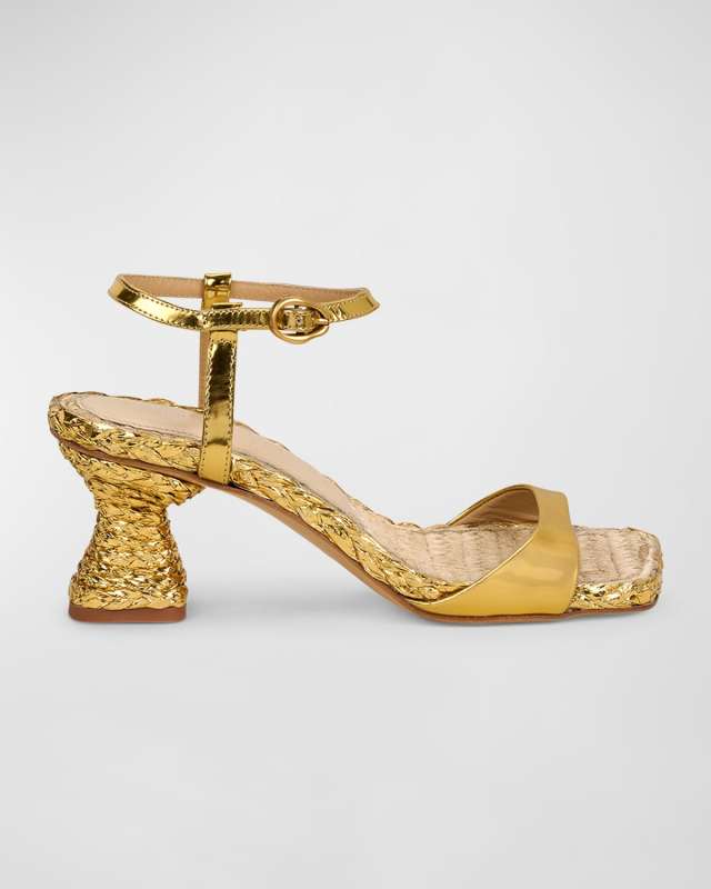 Javiera Metallic Ankle-Strap Espadrille Sandals