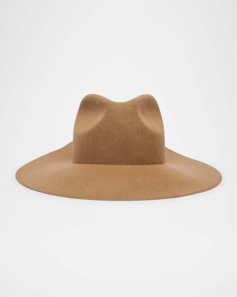 Zama Wool Wide Brim Fedora W/ Gold Logo Hardware