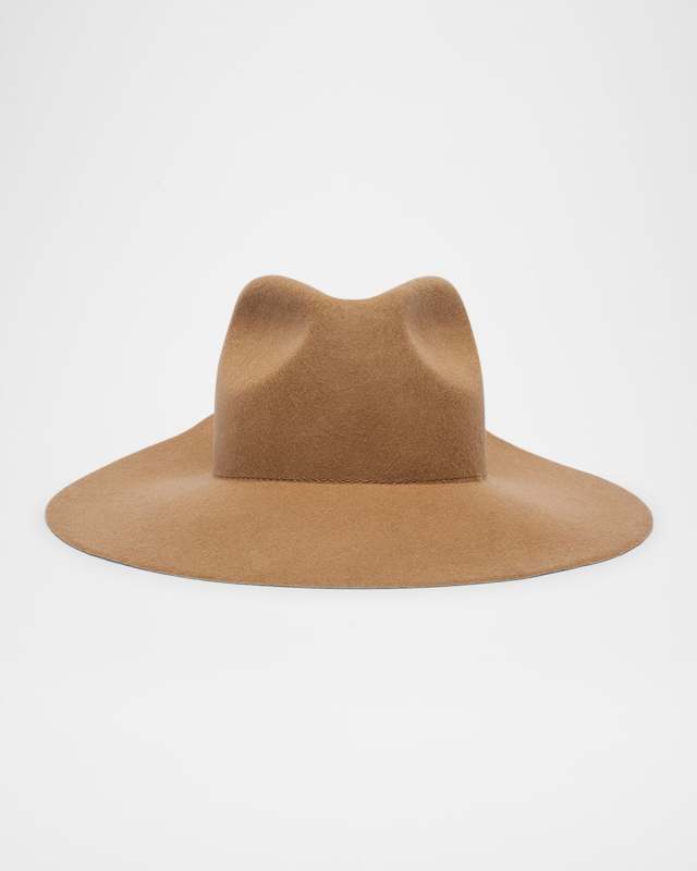 Zama Wool Wide Brim Fedora W/ Gold Logo Hardware