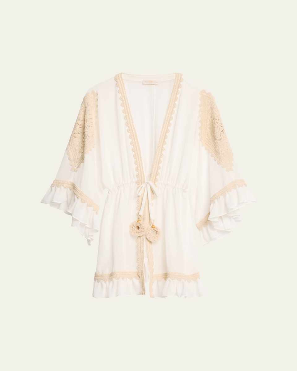 Libbie Semi-Sheer Crochet Trim Coverup