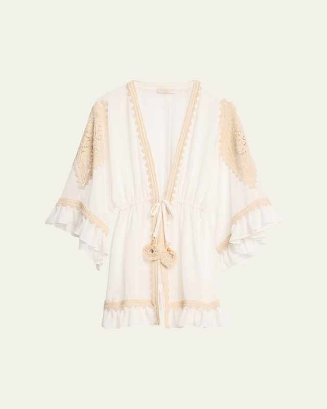 Libbie Semi-Sheer Crochet Trim Coverup