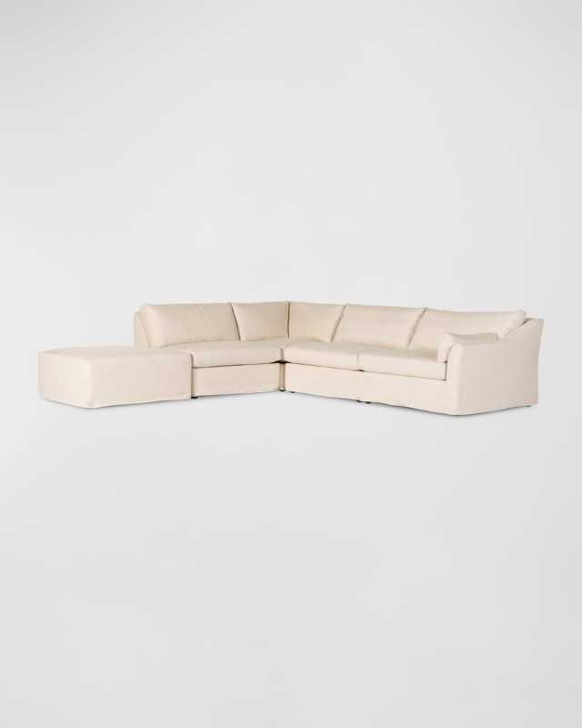 Delray 4-Piece Right Arm Facing Sectional with Ottoman