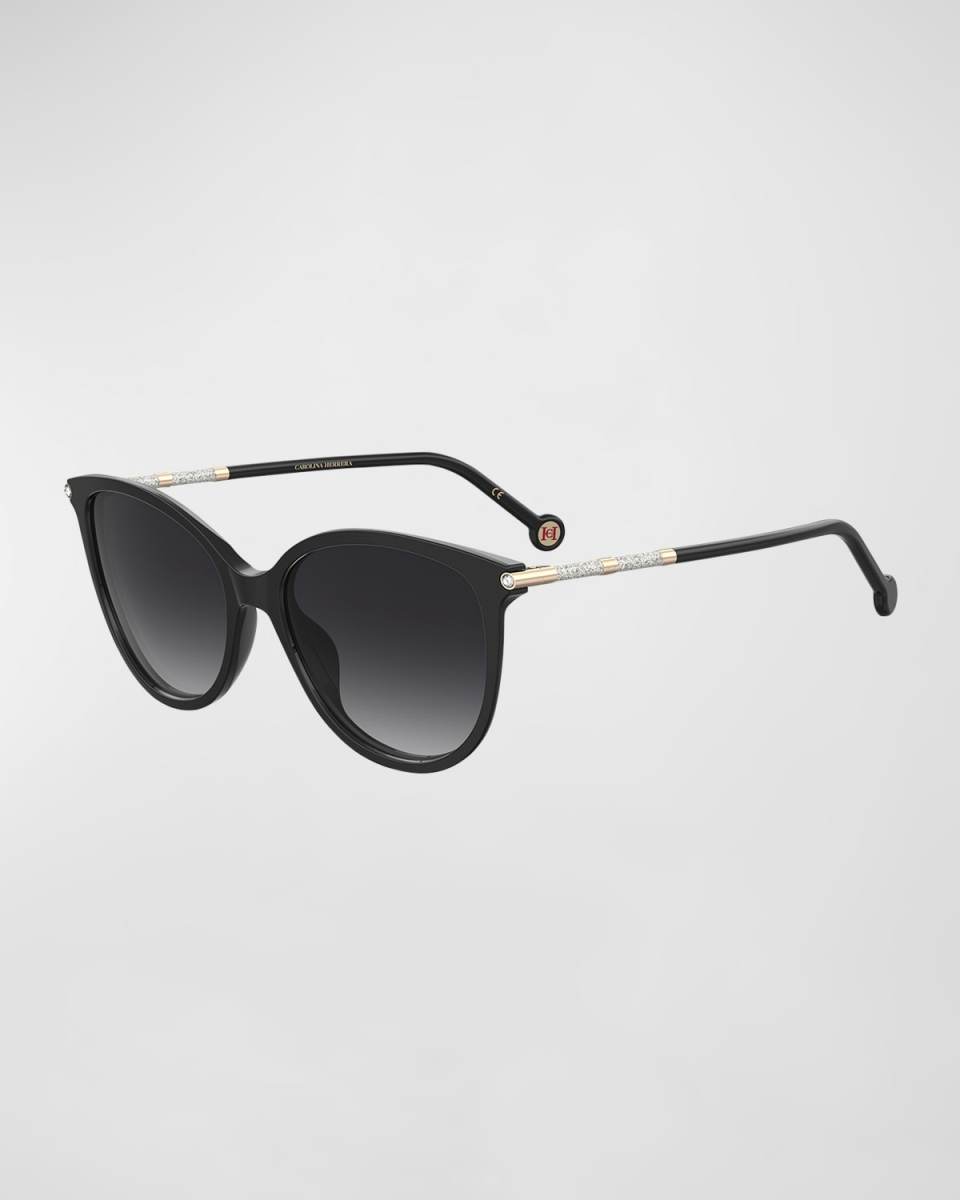 Shimmery Embellished Acetate & Metal Cat-Eye Sunglasses
