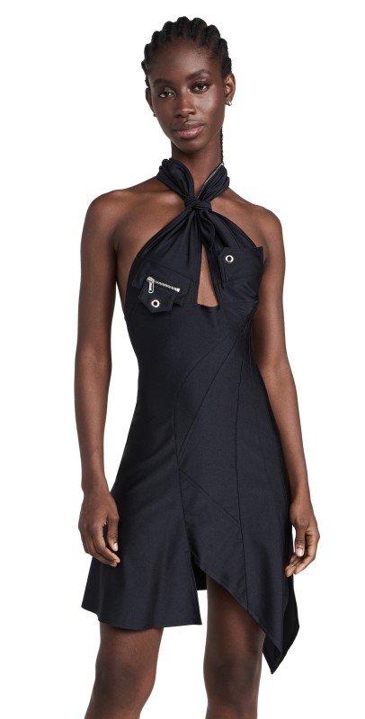 Coperni Racing Halterneck Mini Dress Black