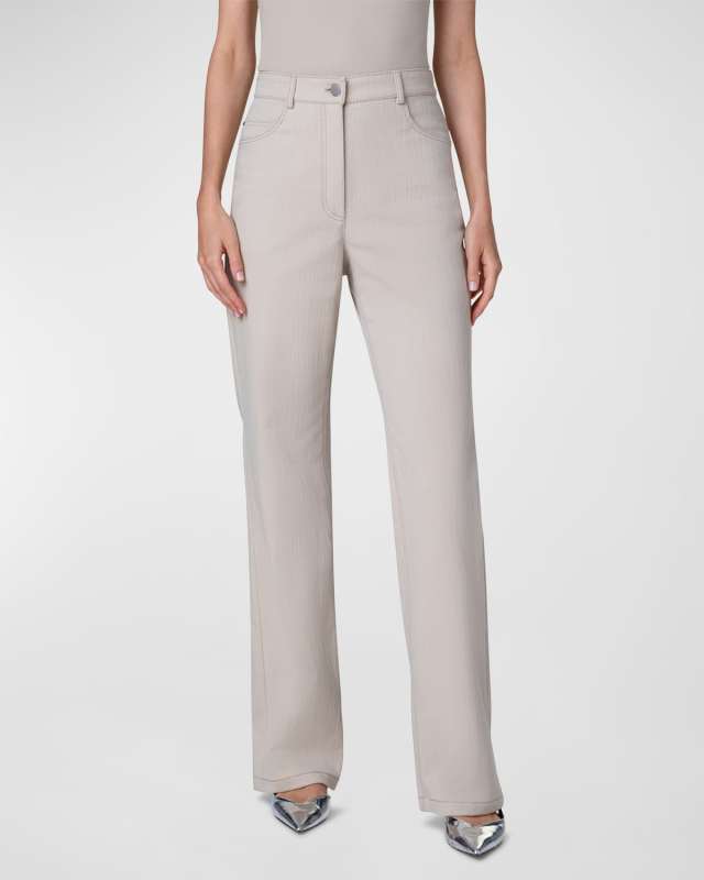 Carrie High-Rise Straight-Leg Denim Stretch Pants