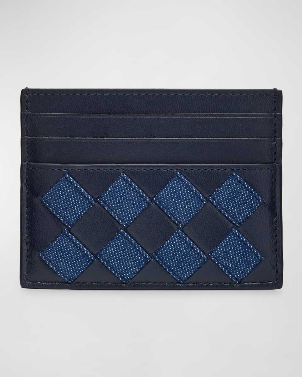 Intrecciato Denim Leather Card Case