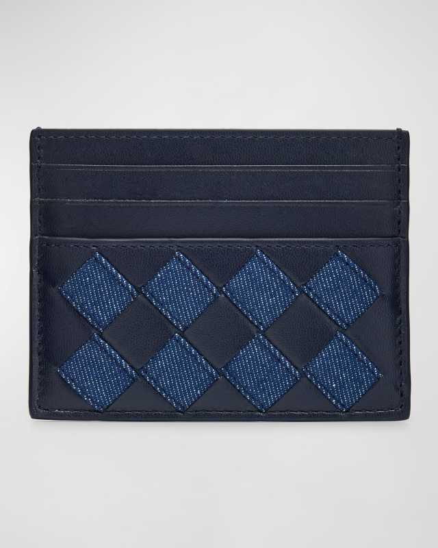 Intrecciato Denim Leather Card Case