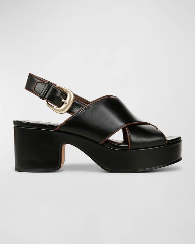 Marlene Calfskin Crisscross Slingback Sandals