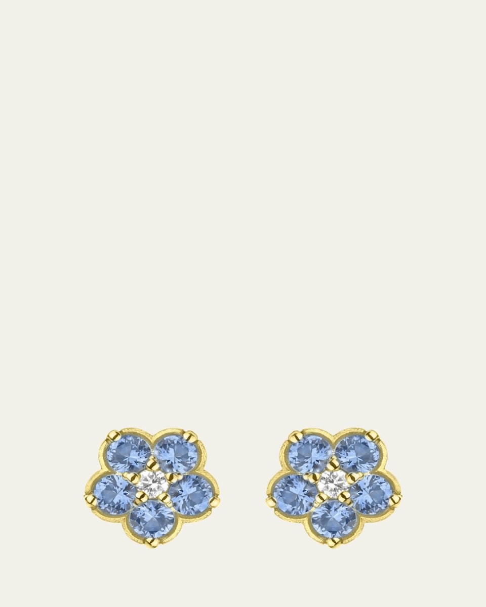 Wild Child 18k Yellow Gold Sapphire & Diamond Stud Earrings