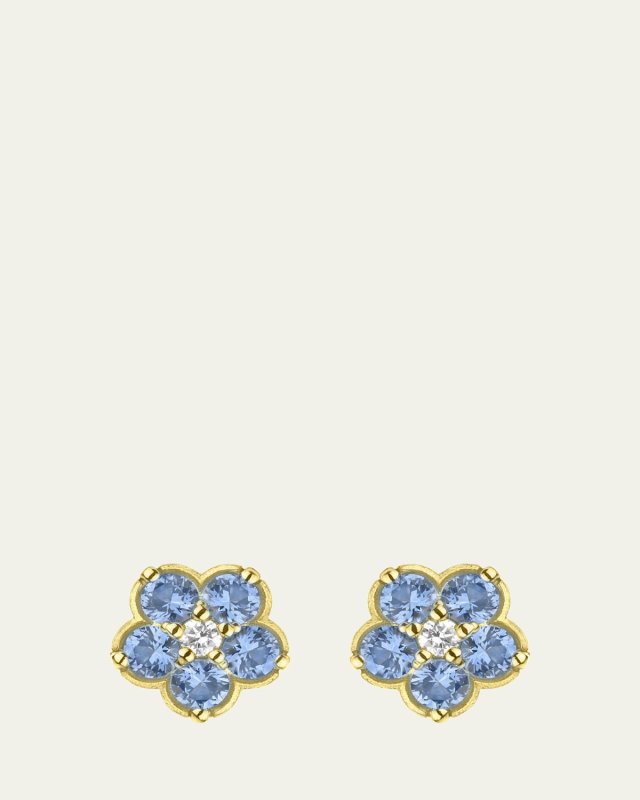Wild Child 18k Yellow Gold Sapphire & Diamond Stud Earrings
