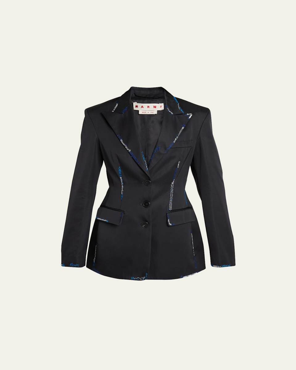 Tuxedo Jacket with Beaded Embroidery