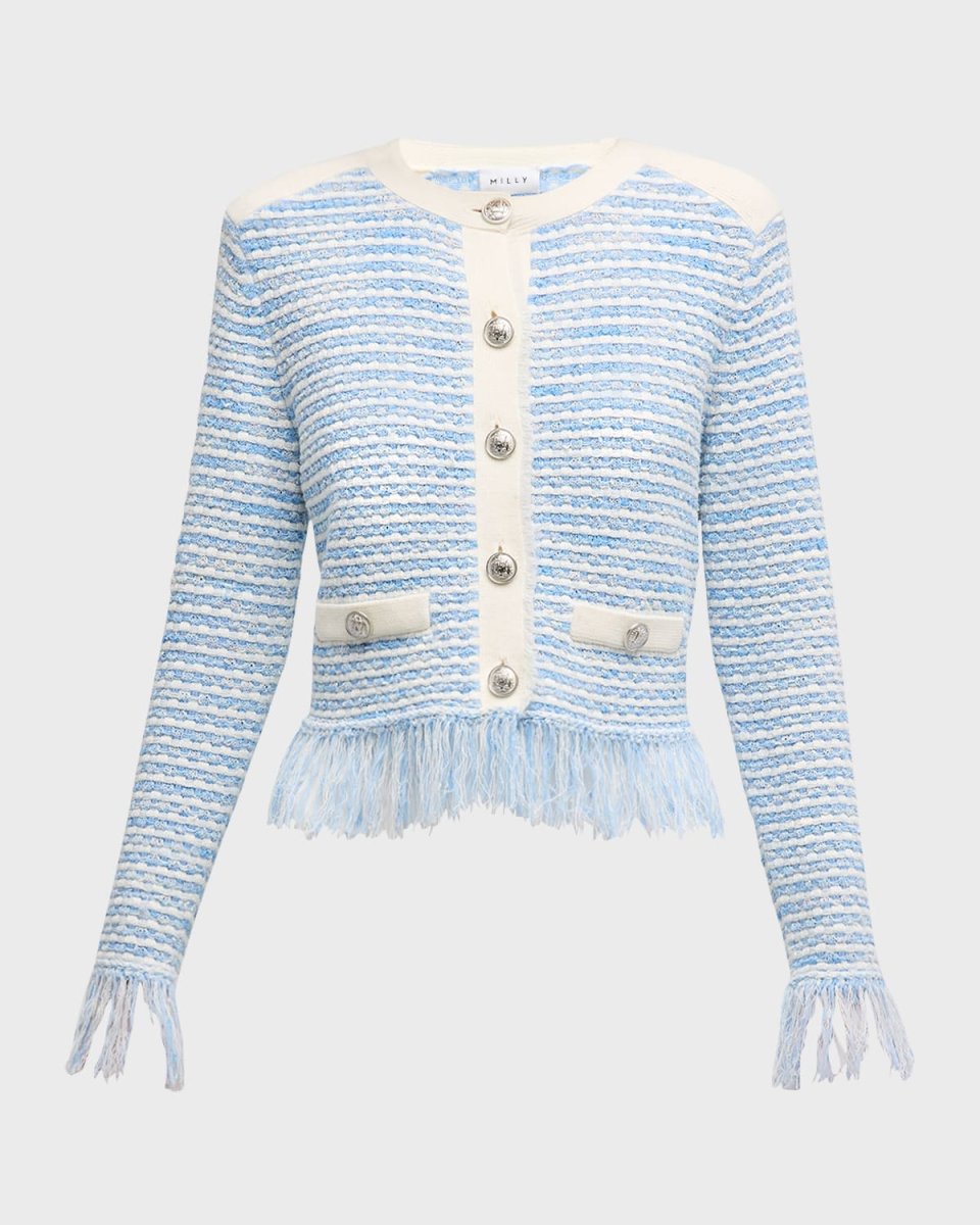 Textured Fringe-Trim Jacket