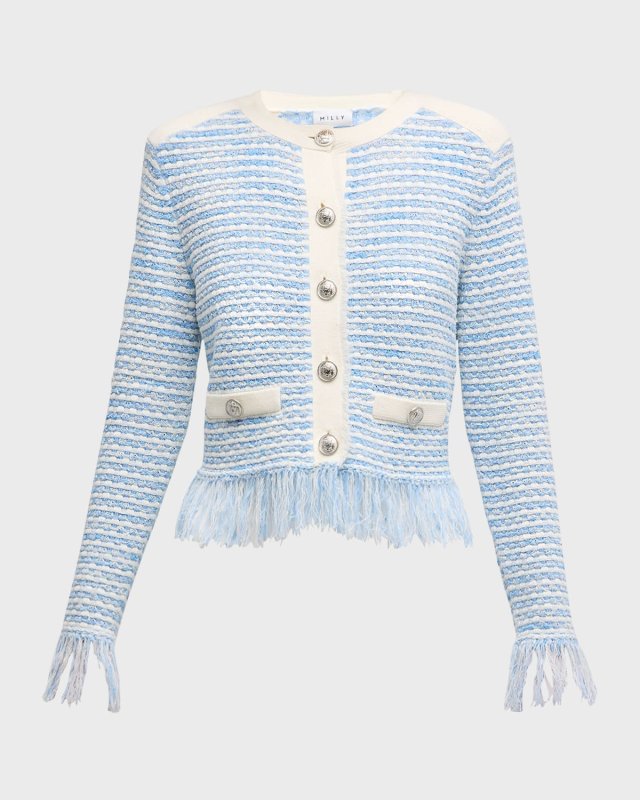 Textured Fringe-Trim Jacket